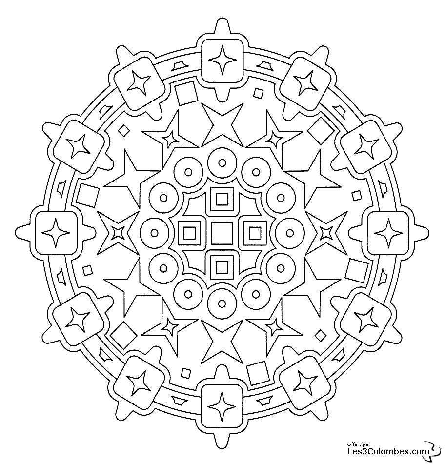 Dibujo para colorear: Mandalas de Estrellas (Mandalas) #118018 - Dibujos para Colorear e Imprimir Gratis