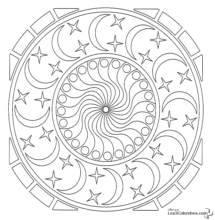 Dibujo para colorear: Mandalas de Estrellas (Mandalas) #118058 - Dibujos para Colorear e Imprimir Gratis