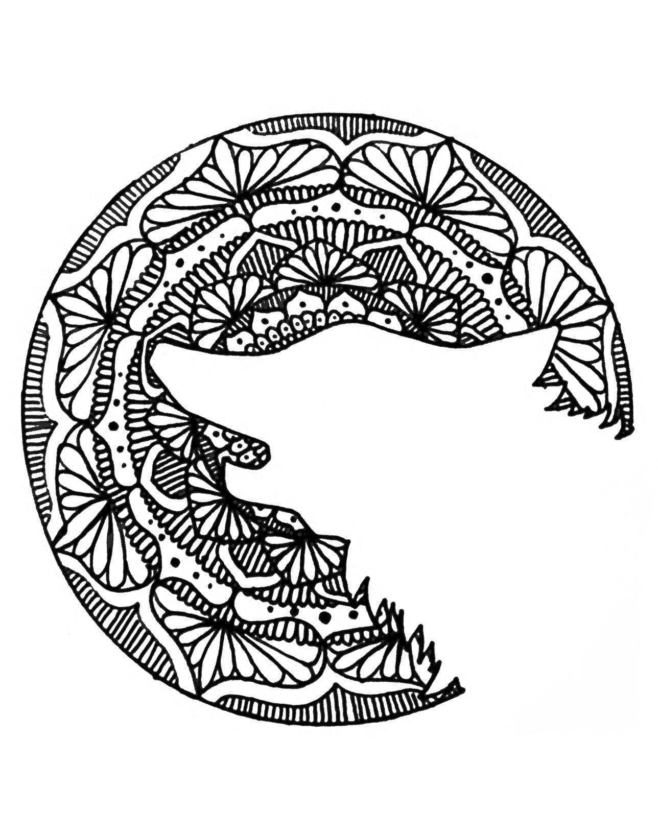 Dibujo gratuito Mandalas de Lobos #214298 de la coleccion Mandalas para imprimir