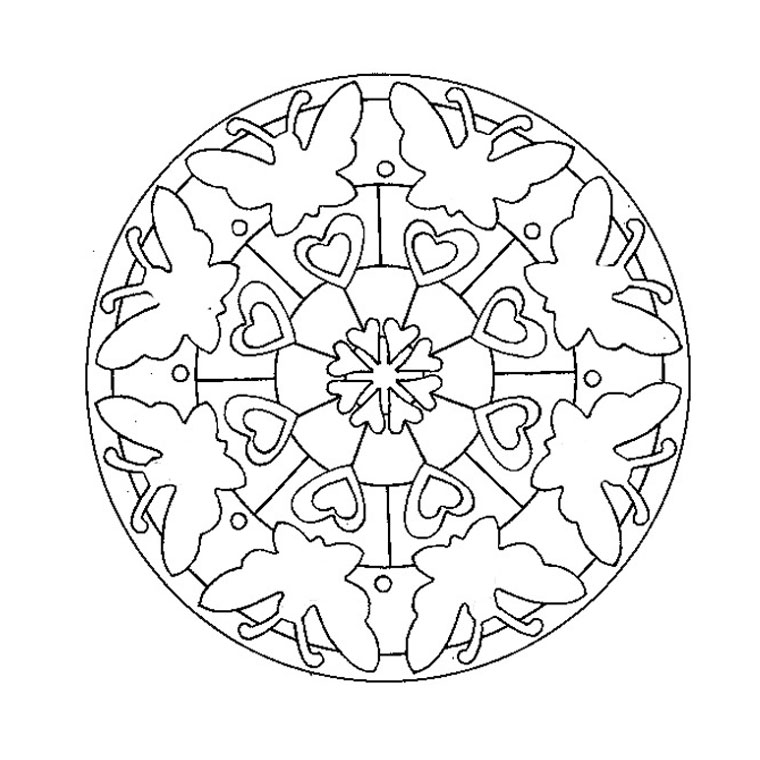 Dibujo para colorear: Mandalas de Mariposas (Mandalas) #117383 - Dibujos para Colorear e Imprimir Gratis