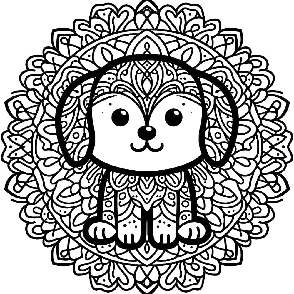 Dibujo para colorear: Mandalas de Perros (Mandalas) #211785 - Dibujos para Colorear e Imprimir Gratis
