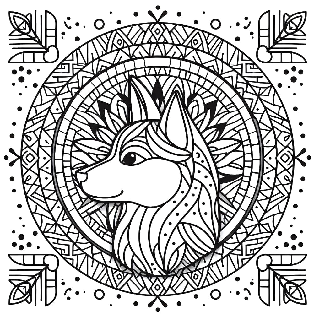 Dibujo para colorear: Mandalas de Perros (Mandalas) #211797 - Dibujos para Colorear e Imprimir Gratis