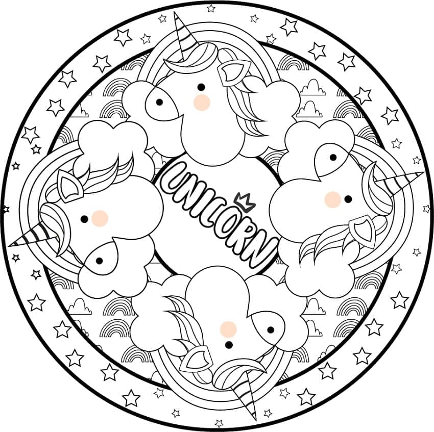 Dibujo gratuito Mandalas de Unicornio #173999 de la coleccion Mandalas para imprimir