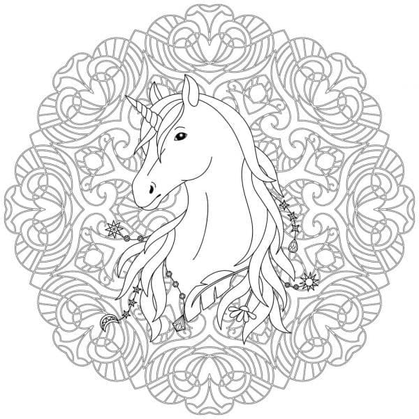 Dibujo gratuito Mandalas de Unicornio #174003 de la coleccion Mandalas para imprimir