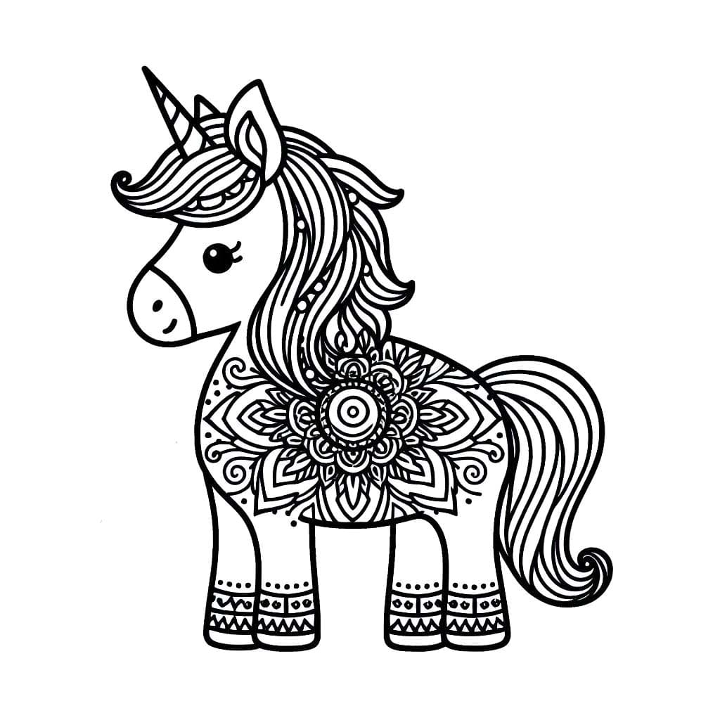 Dibujo gratuito Mandalas de Unicornio #218292 de la coleccion Mandalas para imprimir