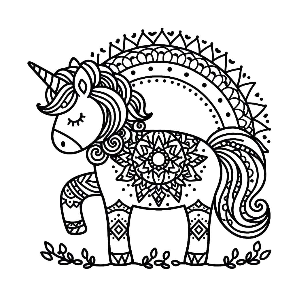 Dibujo para colorear: Mandalas de Unicornio (Mandalas) #218293 - Dibujos para Colorear e Imprimir Gratis