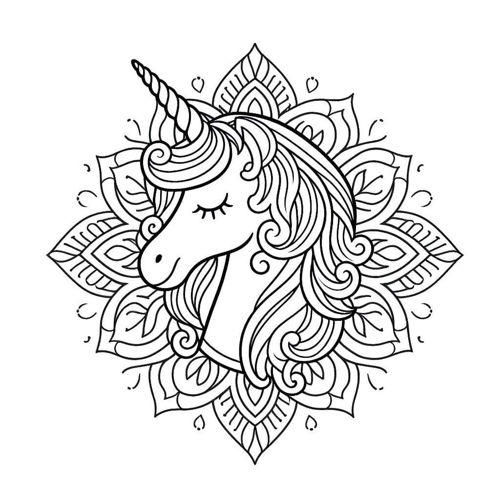 Dibujo gratuito Mandalas de Unicornio #218297 de la coleccion Mandalas para imprimir