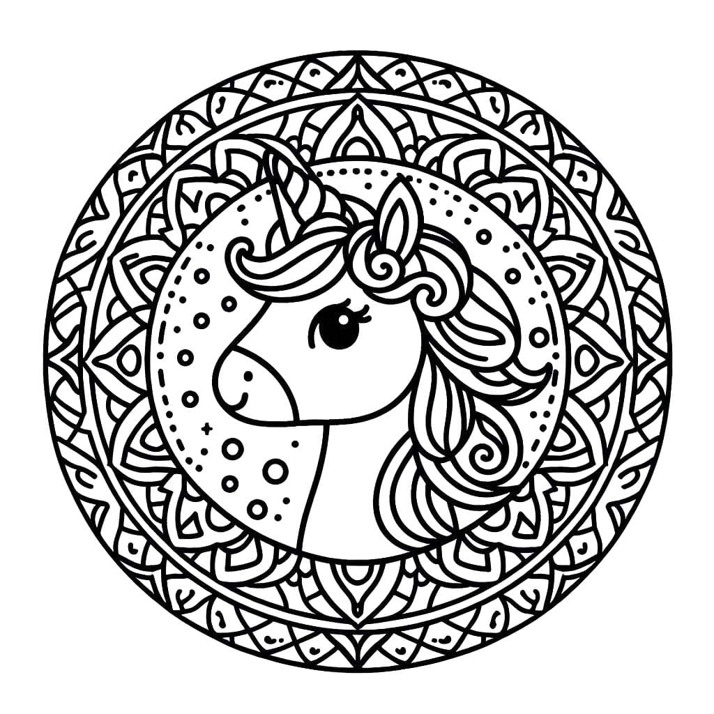 Dibujo gratuito Mandalas de Unicornio #218303 de la coleccion Mandalas para imprimir