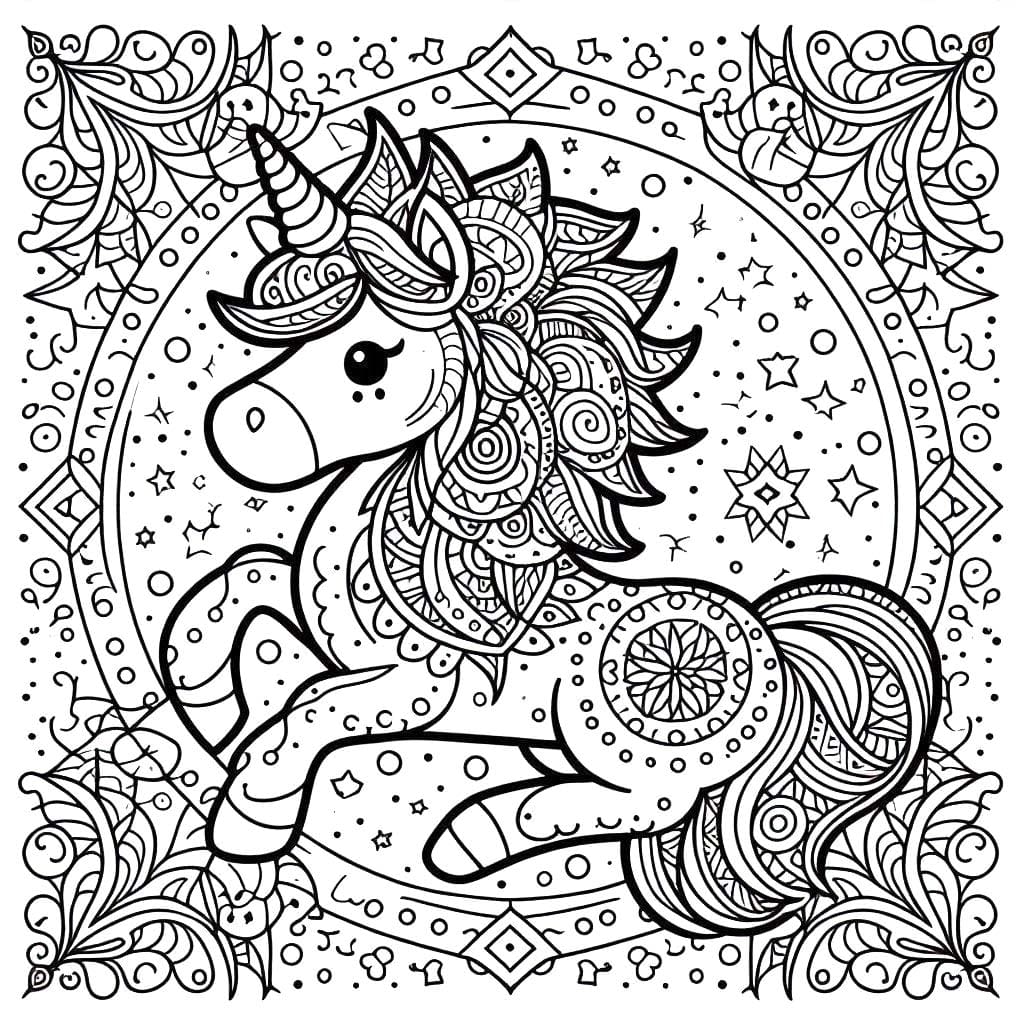 Dibujo gratuito Mandalas de Unicornio #218306 de la coleccion Mandalas para imprimir
