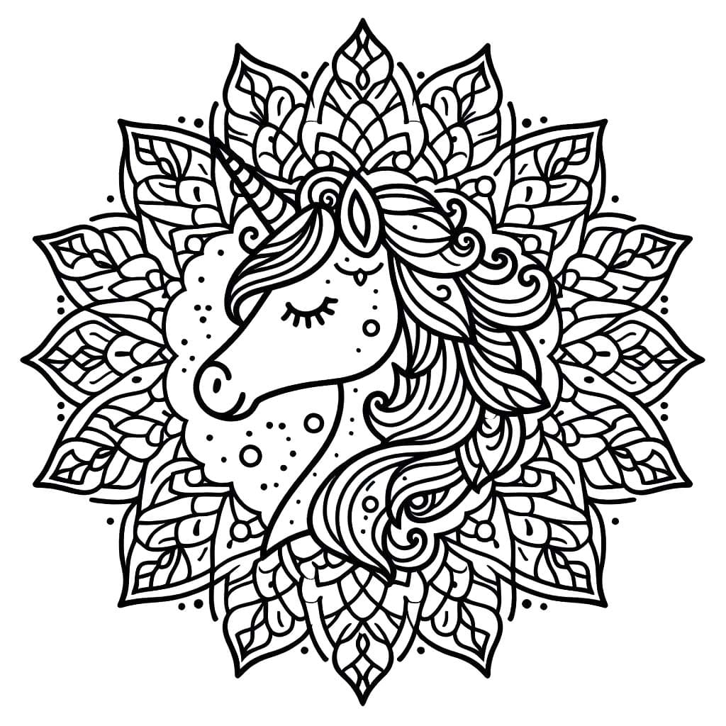 Dibujo gratuito Mandalas de Unicornio #218307 de la coleccion Mandalas para imprimir