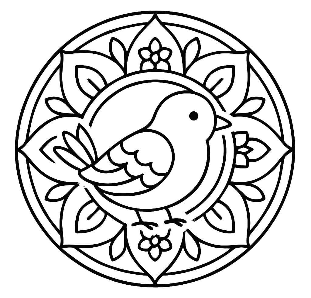 Dibujo gratuito Pájaro Mandala #221970 de la coleccion Mandalas para imprimir