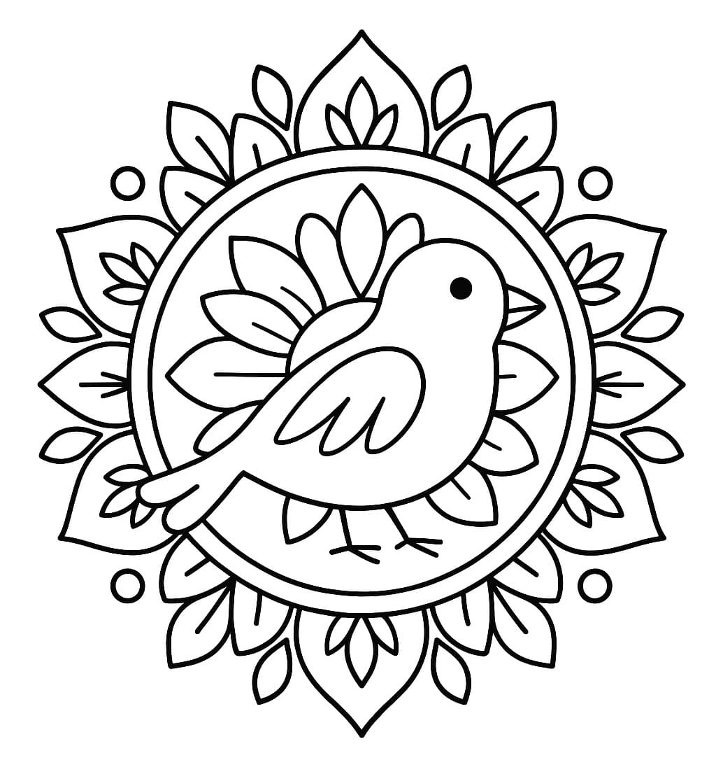 Dibujo gratuito Pájaro Mandala #221974 de la coleccion Mandalas para imprimir