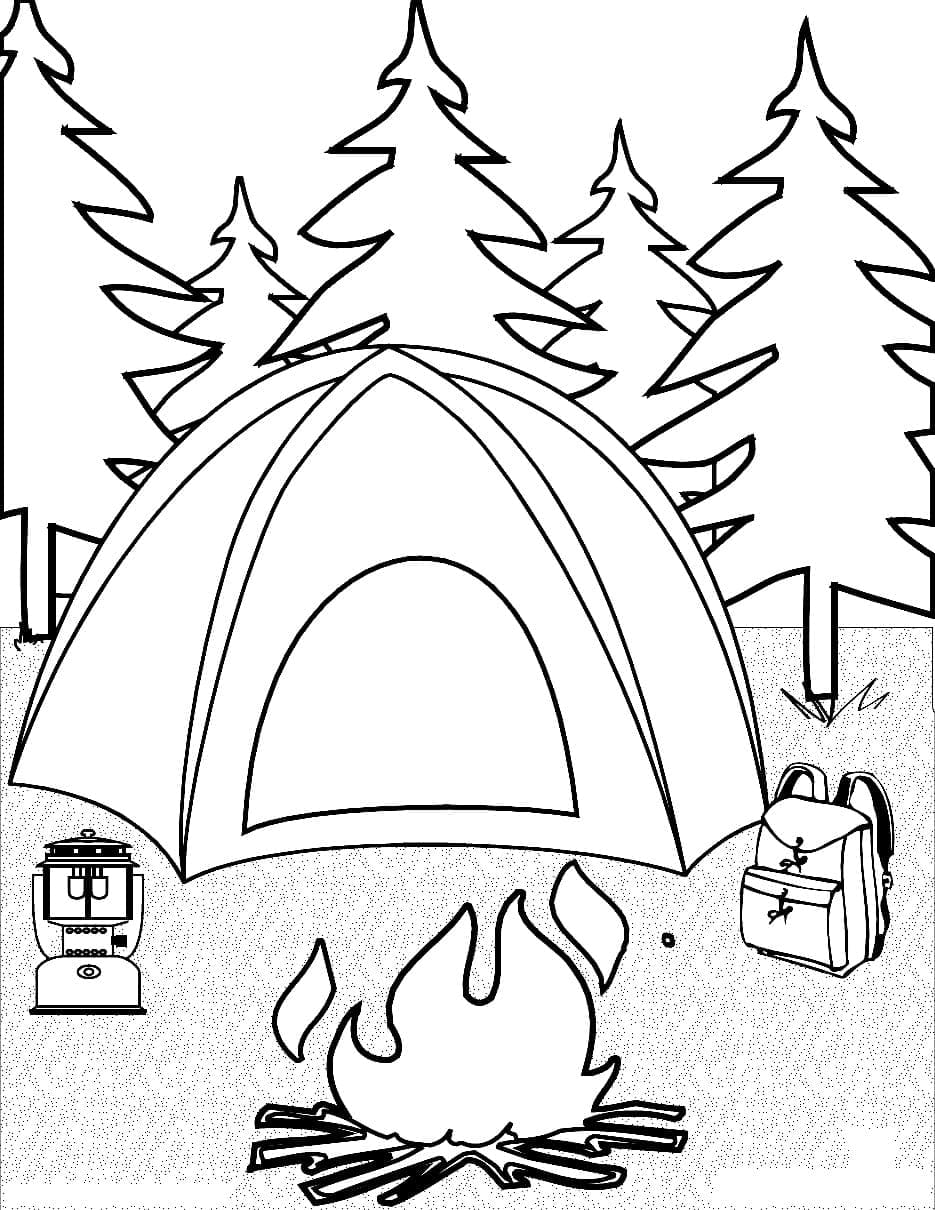 Dibujo gratuito Camping #207376 de la coleccion Naturaleza y Estaciones para imprimir