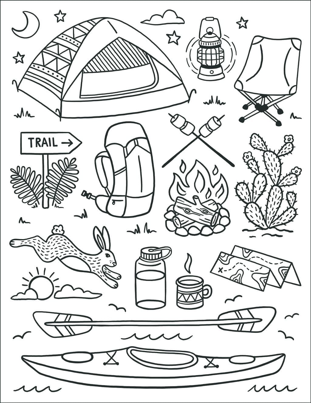 Dibujo gratuito Camping #207379 de la coleccion Naturaleza y Estaciones para imprimir