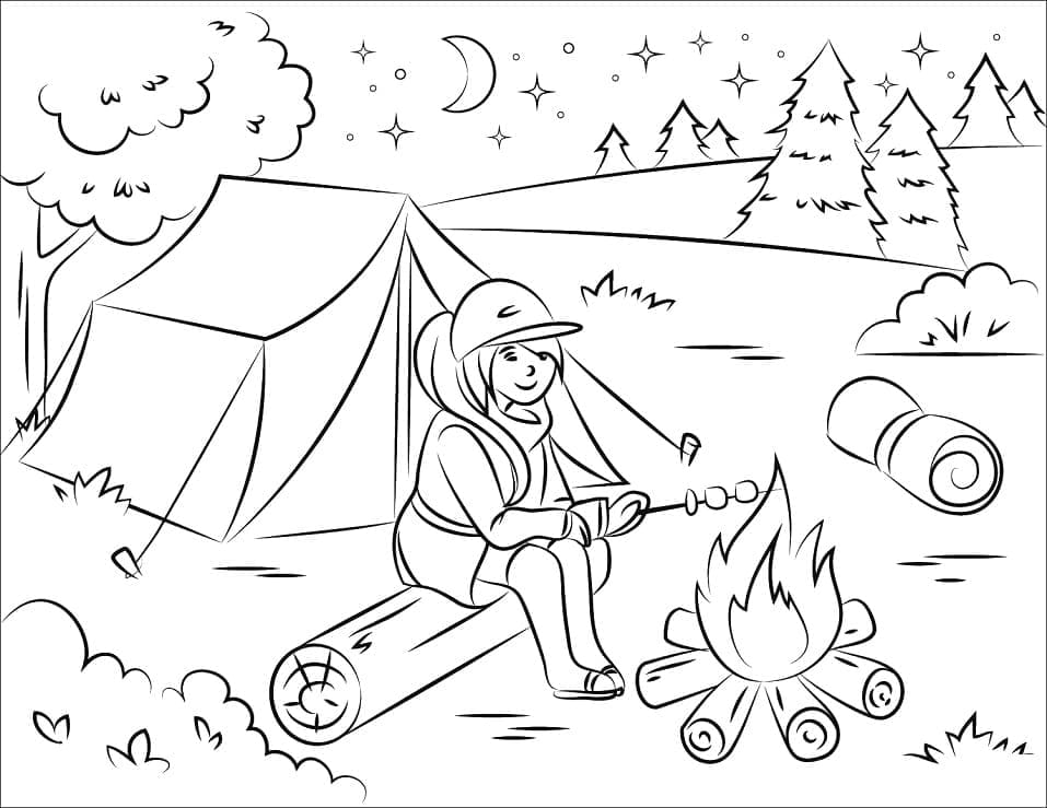 Dibujo gratuito Camping #207386 de la coleccion Naturaleza y Estaciones para imprimir