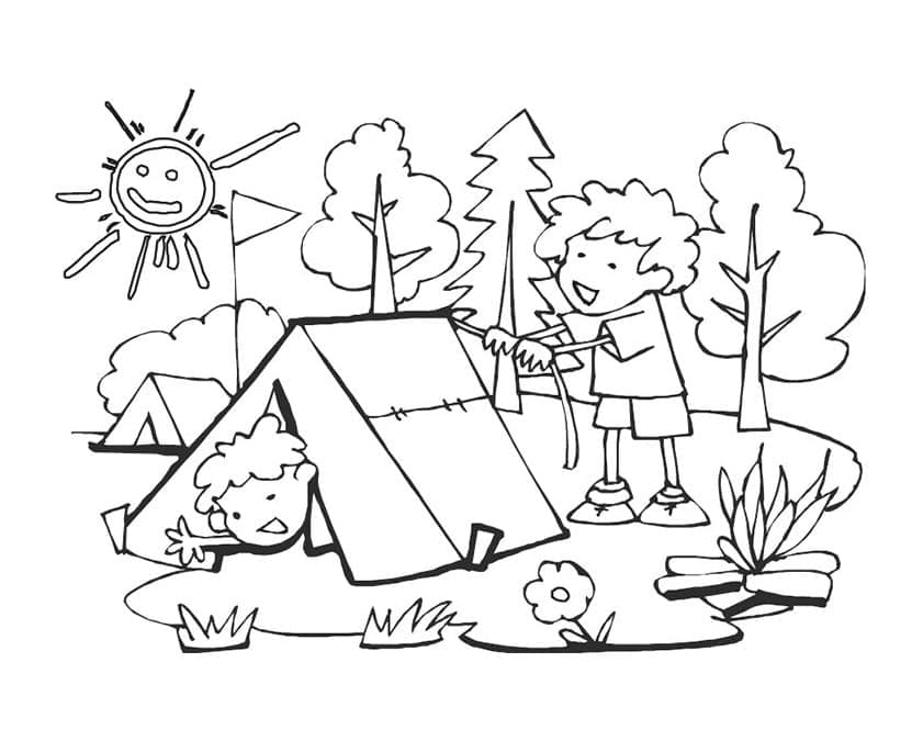 Dibujo gratuito Camping #207389 de la coleccion Naturaleza y Estaciones para imprimir