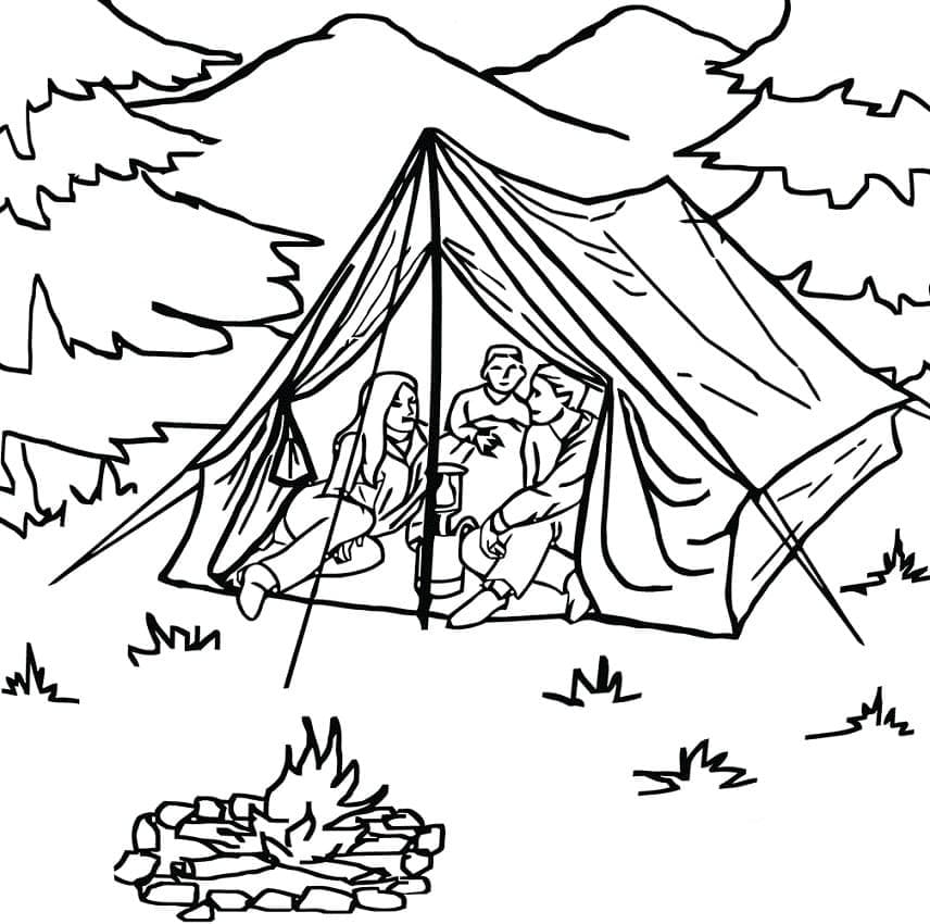 Dibujo gratuito Camping #207411 de la coleccion Naturaleza y Estaciones para imprimir