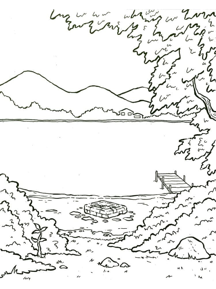 Dibujo para colorear: Lago (Naturaleza y Estaciones) #207354 - Dibujos para Colorear e Imprimir Gratis