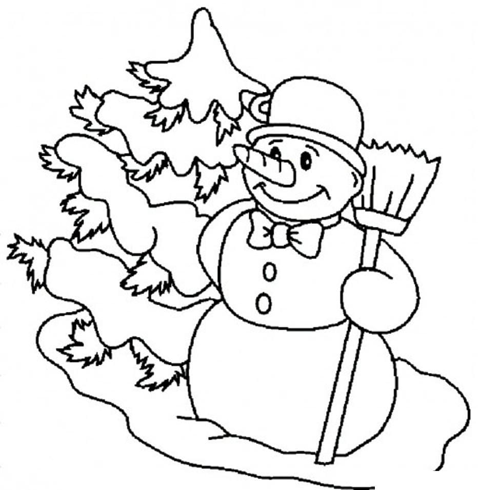 Dibujo gratuito Muñeco de Nieve #179236 de la coleccion Naturaleza y Estaciones para imprimir