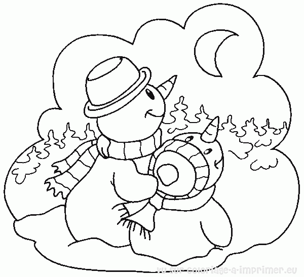 Dibujo gratuito Muñeco de Nieve #89234 de la coleccion Naturaleza y Estaciones para imprimir