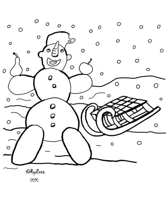 Dibujo gratuito Muñeco de Nieve #89236 de la coleccion Naturaleza y Estaciones para imprimir