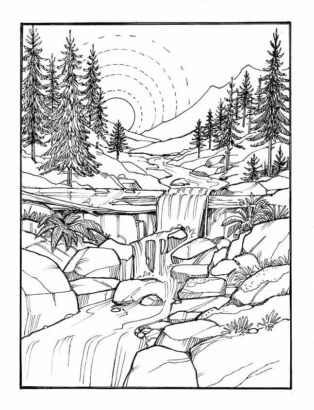Dibujo para colorear: Paisaje (Naturaleza y Estaciones) #193987 - Dibujos para Colorear e Imprimir Gratis