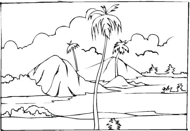 Dibujo gratuito Paisaje #193993 de la coleccion Naturaleza y Estaciones para imprimir