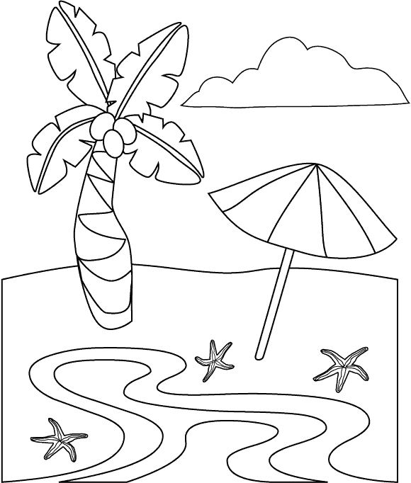 Dibujo para colorear: Playa (Naturaleza y Estaciones) #158968 - Dibujos para Colorear e Imprimir Gratis