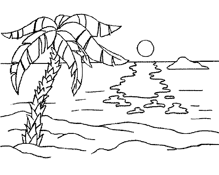 Dibujo para colorear: Playa (Naturaleza y Estaciones) #158980 - Dibujos para Colorear e Imprimir Gratis