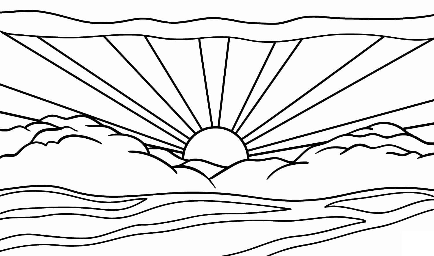 Dibujo para colorear: Puesta de Sol (Naturaleza y Estaciones) #216008 - Dibujos para Colorear e Imprimir Gratis