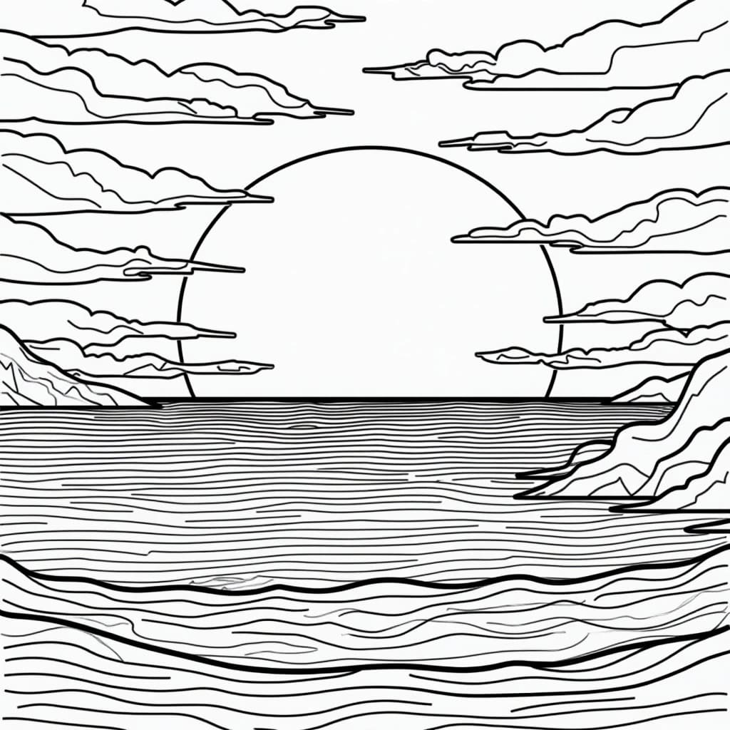 Dibujo gratuito Puesta de Sol #216022 de la coleccion Naturaleza y Estaciones para imprimir