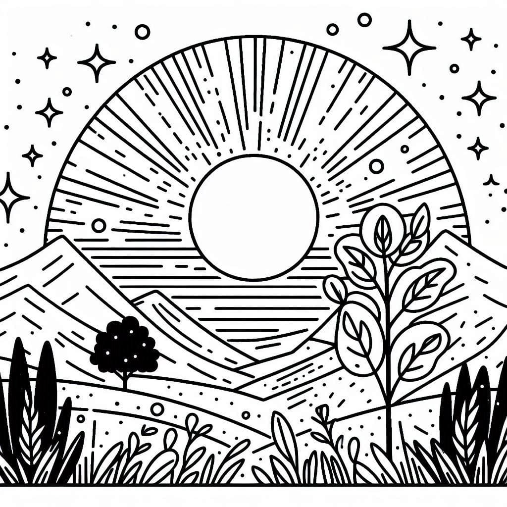 Dibujo gratuito Puesta de Sol #216034 de la coleccion Naturaleza y Estaciones para imprimir