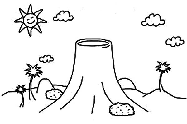 Dibujo para colorear: Volcán (Naturaleza y Estaciones) #166612 - Dibujos para Colorear e Imprimir Gratis