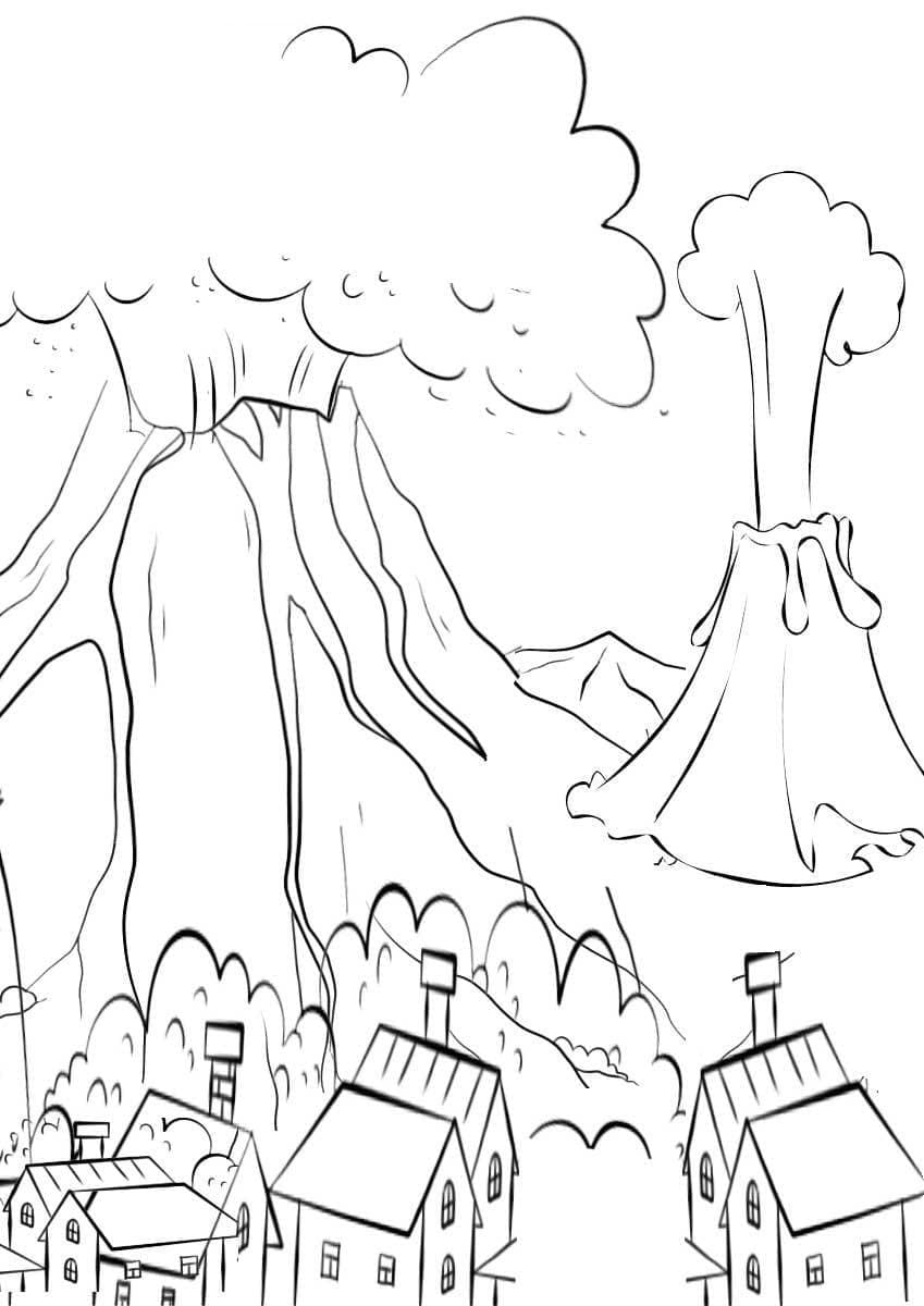 Dibujo gratuito Volcán #178071 de la coleccion Naturaleza y Estaciones para imprimir