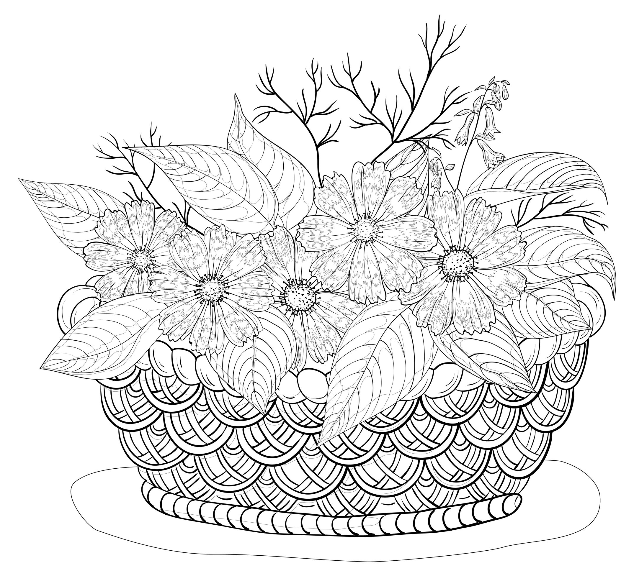 Dibujo para colorear: Flores (Naturaleza) #155143 - Dibujos para Colorear e Imprimir Gratis