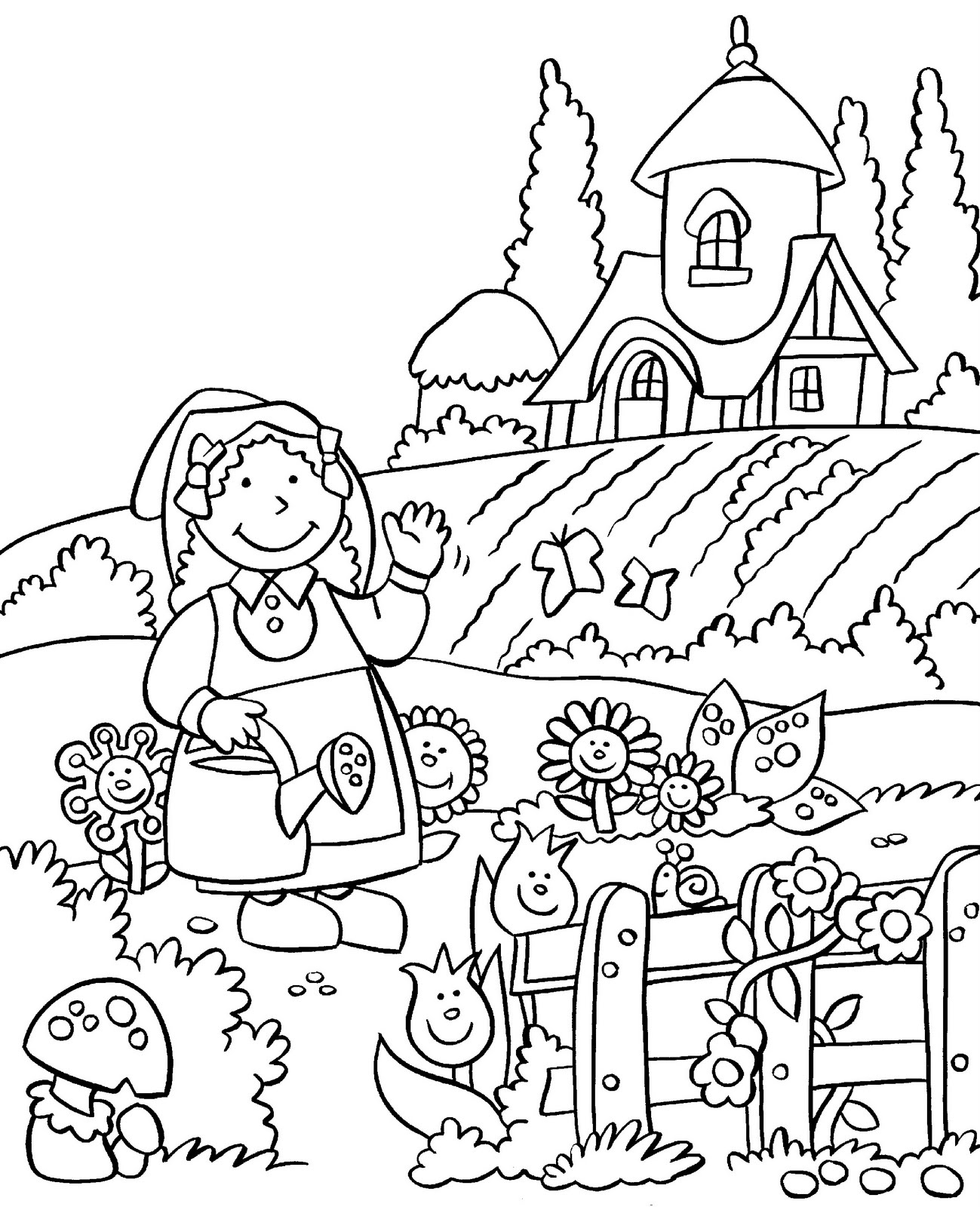Dibujo para colorear: Jardín (Naturaleza) #166315 - Dibujos para Colorear e Imprimir Gratis