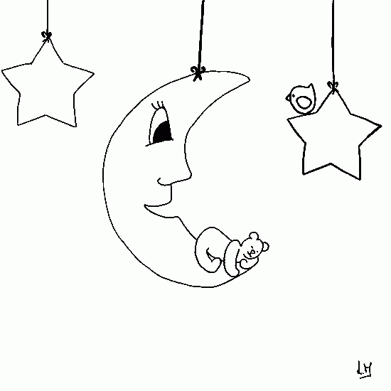 Dibujo para colorear: Luna (Naturaleza) #155630 - Dibujos para Colorear e Imprimir Gratis