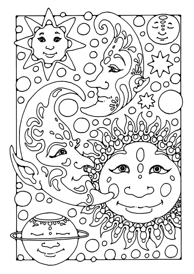 Dibujo para colorear: Luna (Naturaleza) #155661 - Dibujos para Colorear e Imprimir Gratis