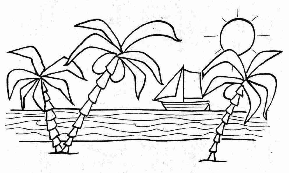 Dibujo para colorear: Playa (Naturaleza) #159036 - Dibujos para Colorear e Imprimir Gratis