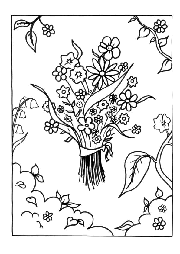 Dibujo para colorear: Ramo de flores (Naturaleza) #160827 - Dibujos para Colorear e Imprimir Gratis
