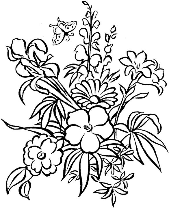 Dibujo para colorear: Ramo de flores (Naturaleza) #161028 - Dibujos para Colorear e Imprimir Gratis
