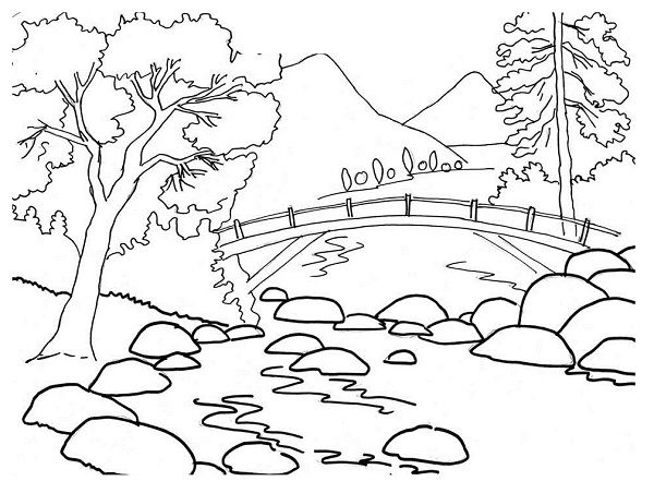 Dibujo para colorear: Río (Naturaleza) #159296 - Dibujos para Colorear e Imprimir Gratis