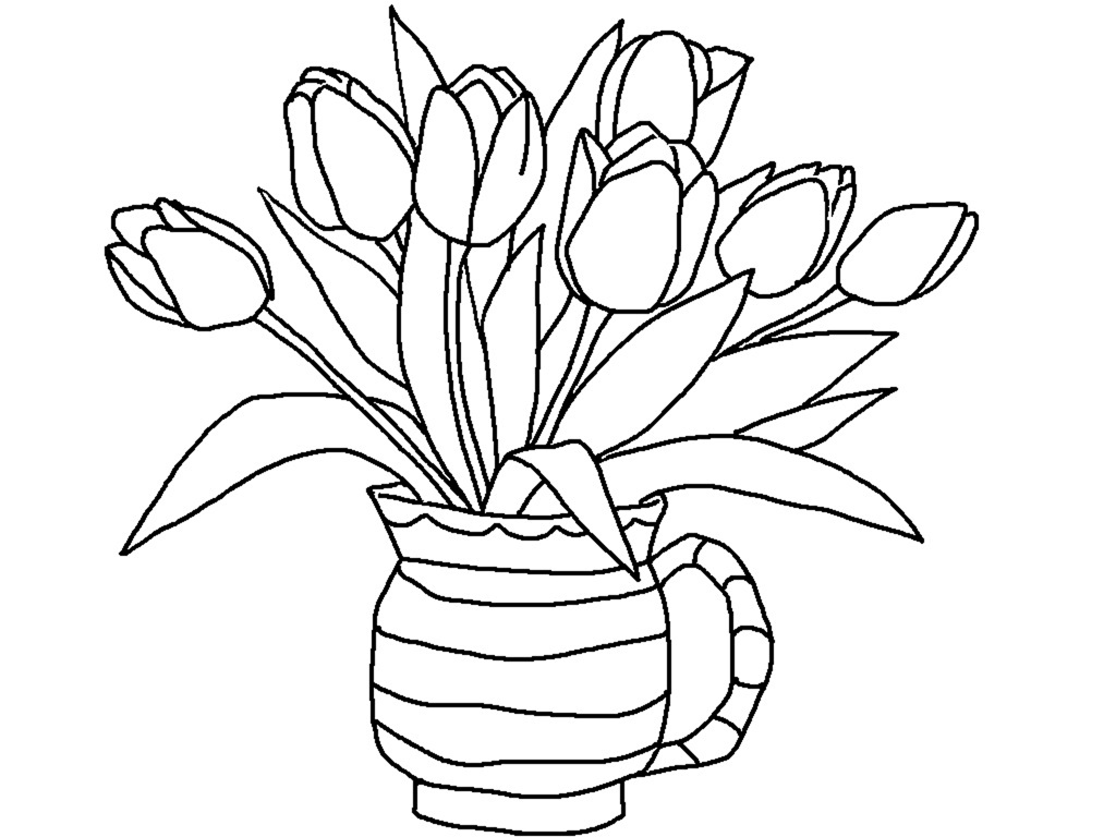 Dibujo para colorear: Tulipán (Naturaleza) #161619 - Dibujos para Colorear e Imprimir Gratis