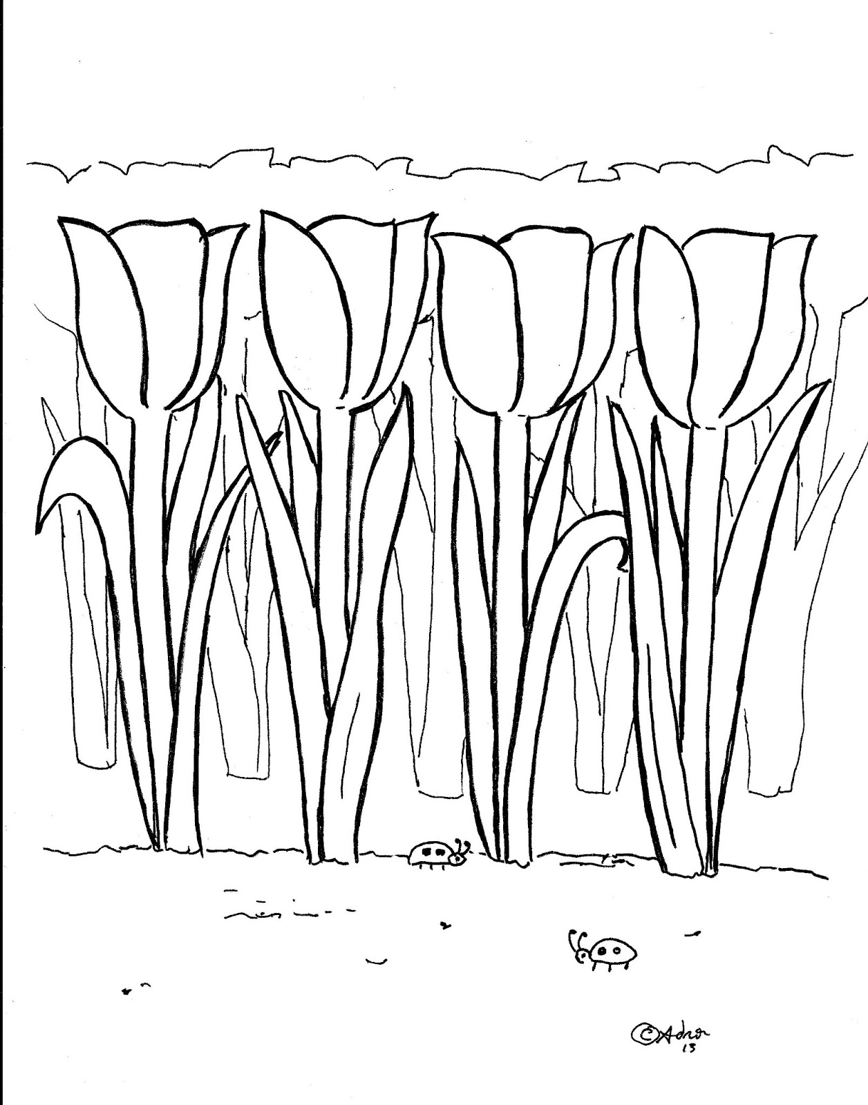 Dibujo para colorear: Tulipán (Naturaleza) #161757 - Dibujos para Colorear e Imprimir Gratis