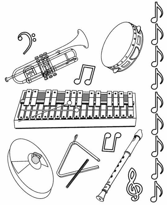 Dibujos de Instrumentos (Objetos) para colorear – Páginas imprimibles gratis