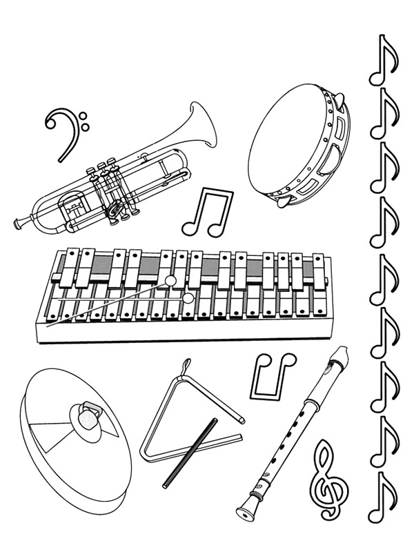 Dibujo para colorear: Instrumentos musicales (Objetos) #167360 - Dibujos para Colorear e Imprimir Gratis