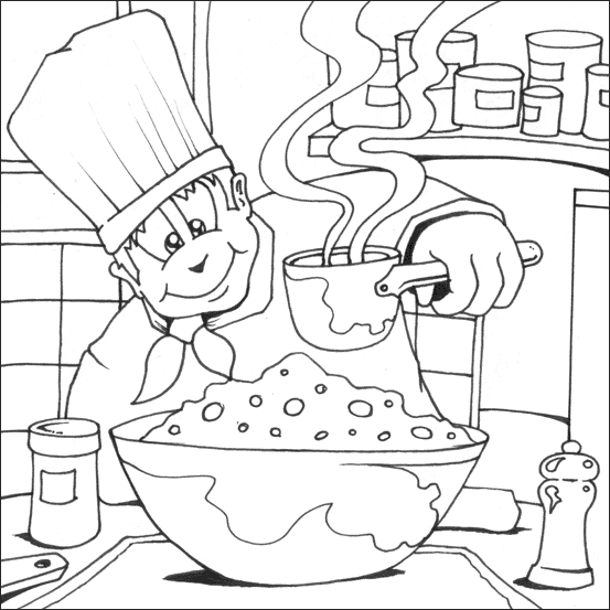 Dibujo para colorear: Cocinero / Cocinera (Ocupaciones) #91779 - Dibujos para Colorear e Imprimir Gratis