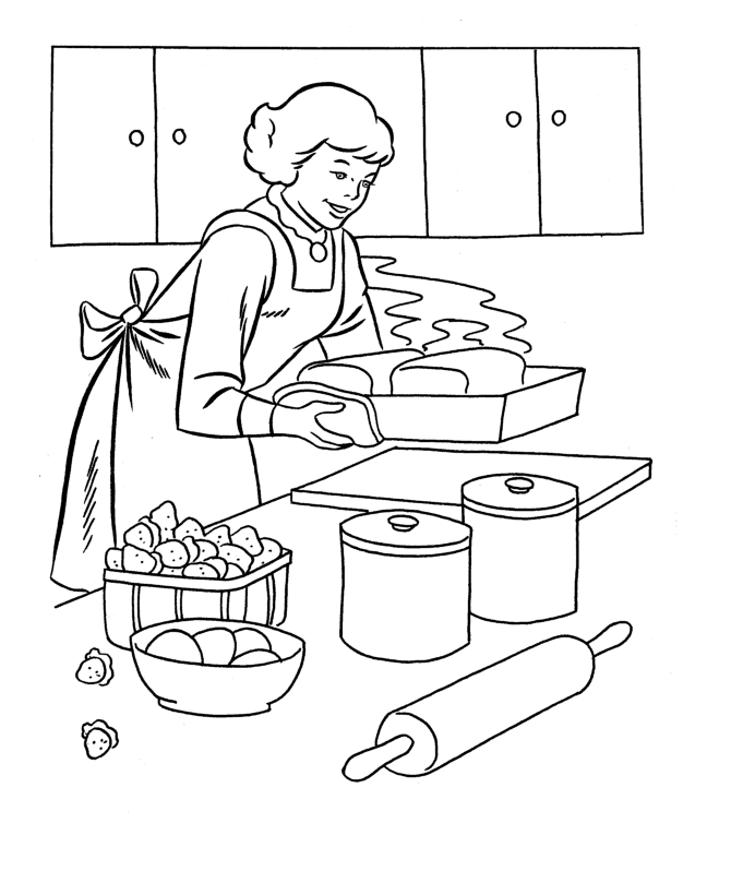 Dibujo para colorear: Cocinero / Cocinera (Ocupaciones) #91841 - Dibujos para Colorear e Imprimir Gratis