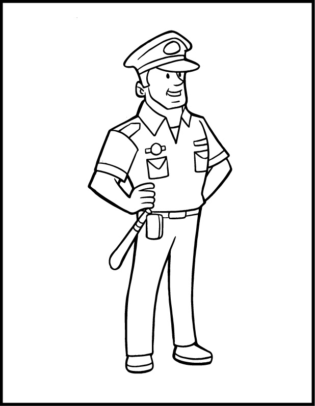 Dibujos de Oficial de policia (Ocupaciones) para colorear y pintar –  Páginas para imprimir