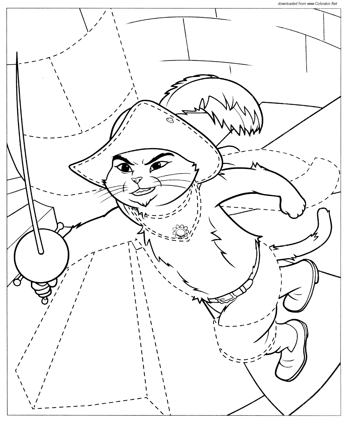 Dibujo para colorear: El Gato con Botas (Películas de Animación) #170617 - Dibujos para Colorear e Imprimir Gratis